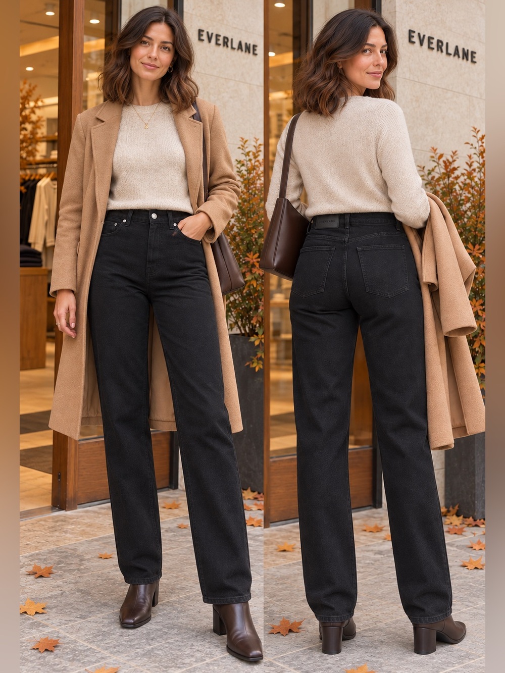 Everlane Curvy Way-High Black Straight Leg Jeans 25 Tall Organic Cotton